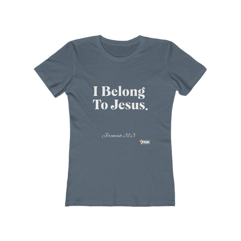 I Belong To Jesus Women's Fitted T-Shirt, White Print-KVOM