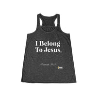 I Belong To Jesus Women's Flowy Racerback Tank, White Print-KVOM