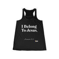 I Belong To Jesus Women's Flowy Racerback Tank, White Print-KVOM