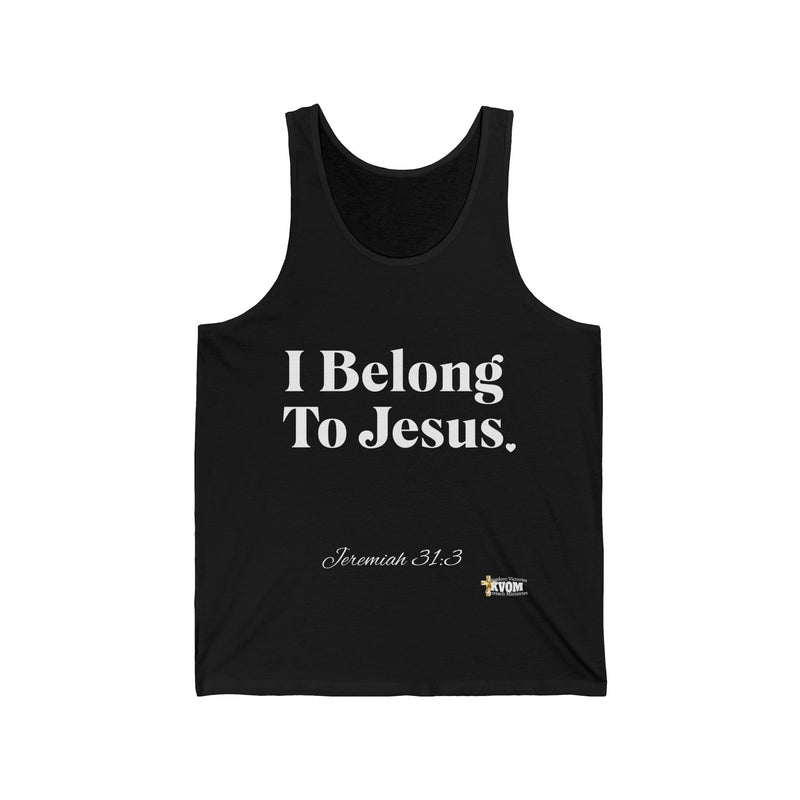 I Belong To Jesus Women's Jersey Style Tank Top, White Print-KVOM