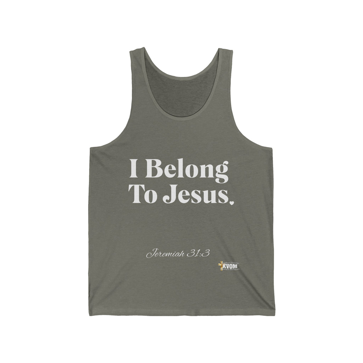 I Belong To Jesus Women's Jersey Style Tank Top, White Print-KVOM