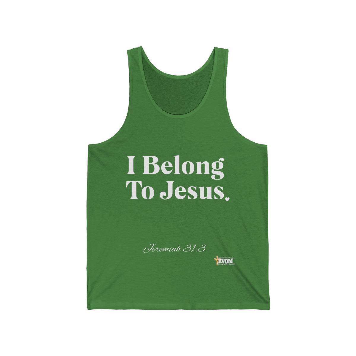 I Belong To Jesus Women's Jersey Style Tank Top, White Print-KVOM