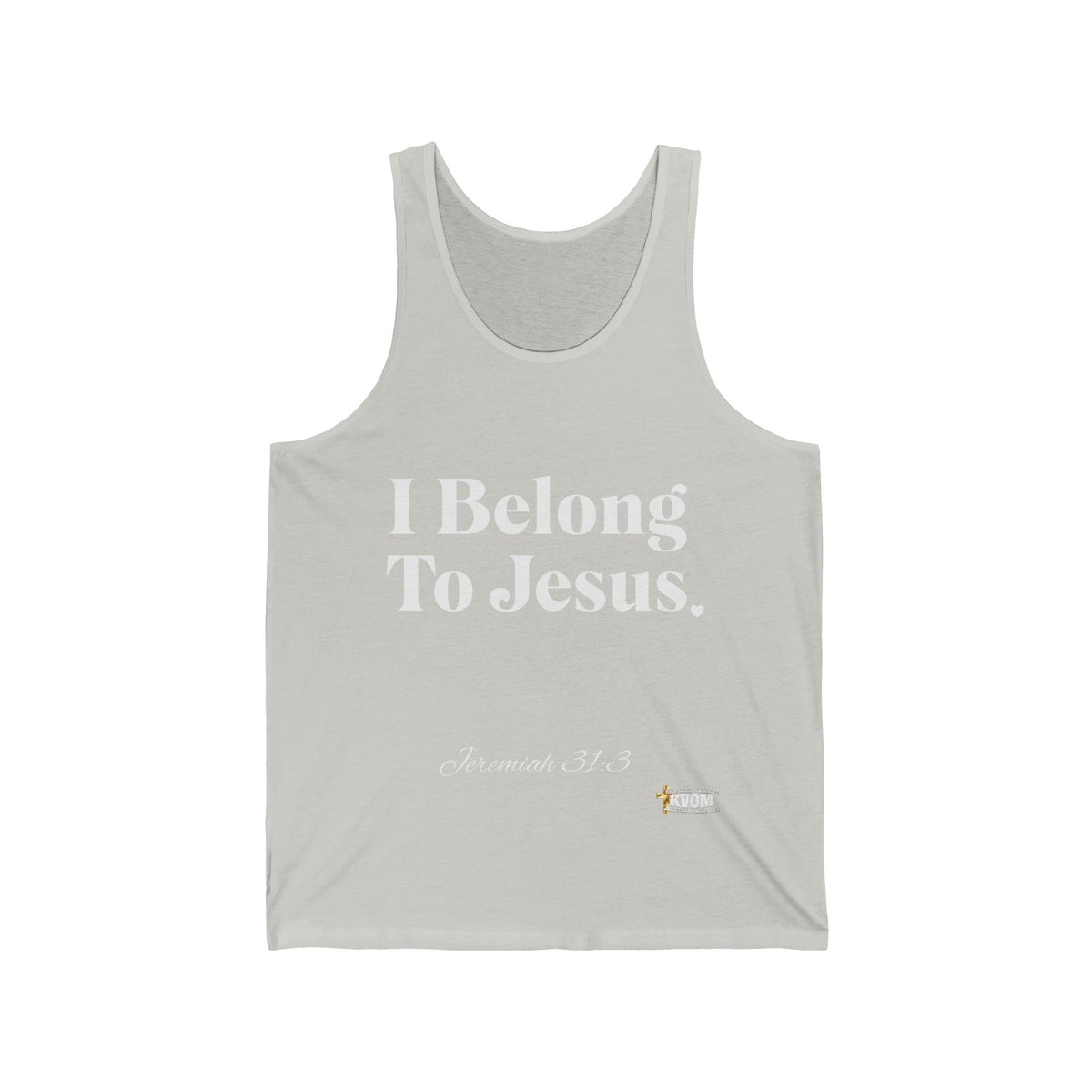 I Belong To Jesus Women's Jersey Style Tank Top, White Print-KVOM