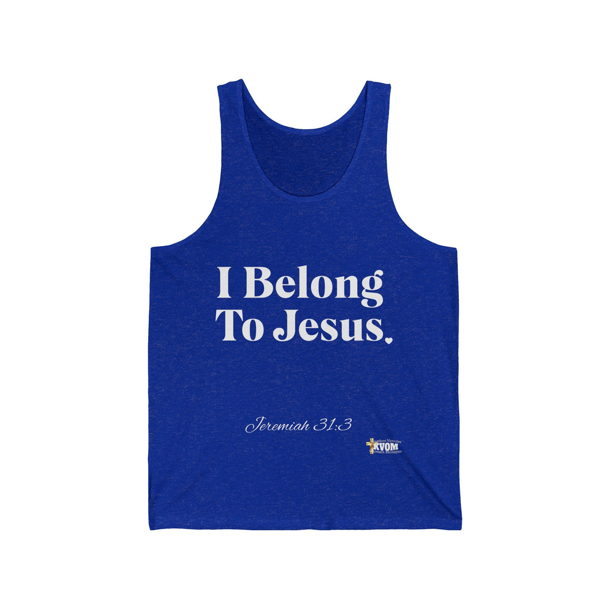 I Belong To Jesus Women's Jersey Style Tank Top, White Print-KVOM