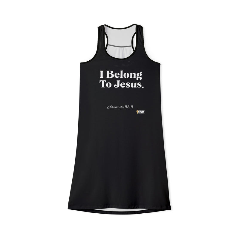 I Belong To Jesus Women's Racerback Dress, Black, White Print-KVOM