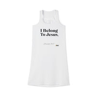 I Belong To Jesus Women's Racerback Dress, White, Black Print-KVOM