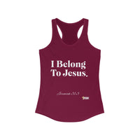 I Belong To Jesus Women's Racerback Tank, White Print-KVOM