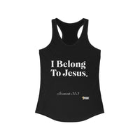 I Belong To Jesus Women's Racerback Tank, White Print-KVOM