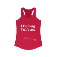 I Belong To Jesus Women's Racerback Tank, White Print-KVOM