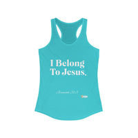 I Belong To Jesus Women's Racerback Tank, White Print-KVOM