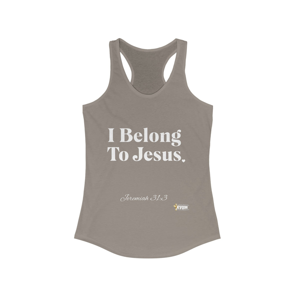 I Belong To Jesus Women's Racerback Tank, White Print-KVOM