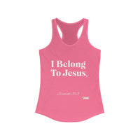 I Belong To Jesus Women's Racerback Tank, White Print-KVOM