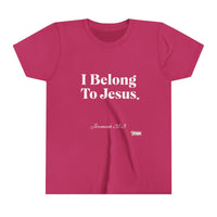 I Belong To Jesus Youth Short Sleeve T-Shirt, White Print-Children's Clothing-KVOM