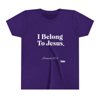 I Belong To Jesus Youth Short Sleeve T-Shirt, White Print-Children's Clothing-KVOM