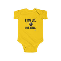 I Stay Lit For Jesus Infant Jersey Bodysuit-Children's Clothing-KVOM