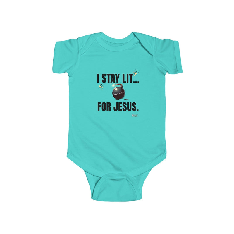 I Stay Lit For Jesus Infant Jersey Bodysuit-Children's Clothing-KVOM