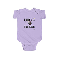 I Stay Lit For Jesus Infant Jersey Bodysuit-Children's Clothing-KVOM