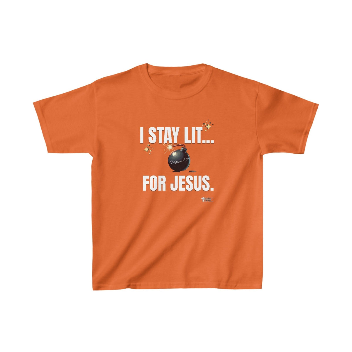 I Stay Lit For Jesus Kids Heavy Cotton™ Tee, White Print-Children's Clothing-KVOM