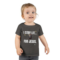 I Stay Lit For Jesus Toddler T-shirt, White Print-Children's Clothing-KVOM