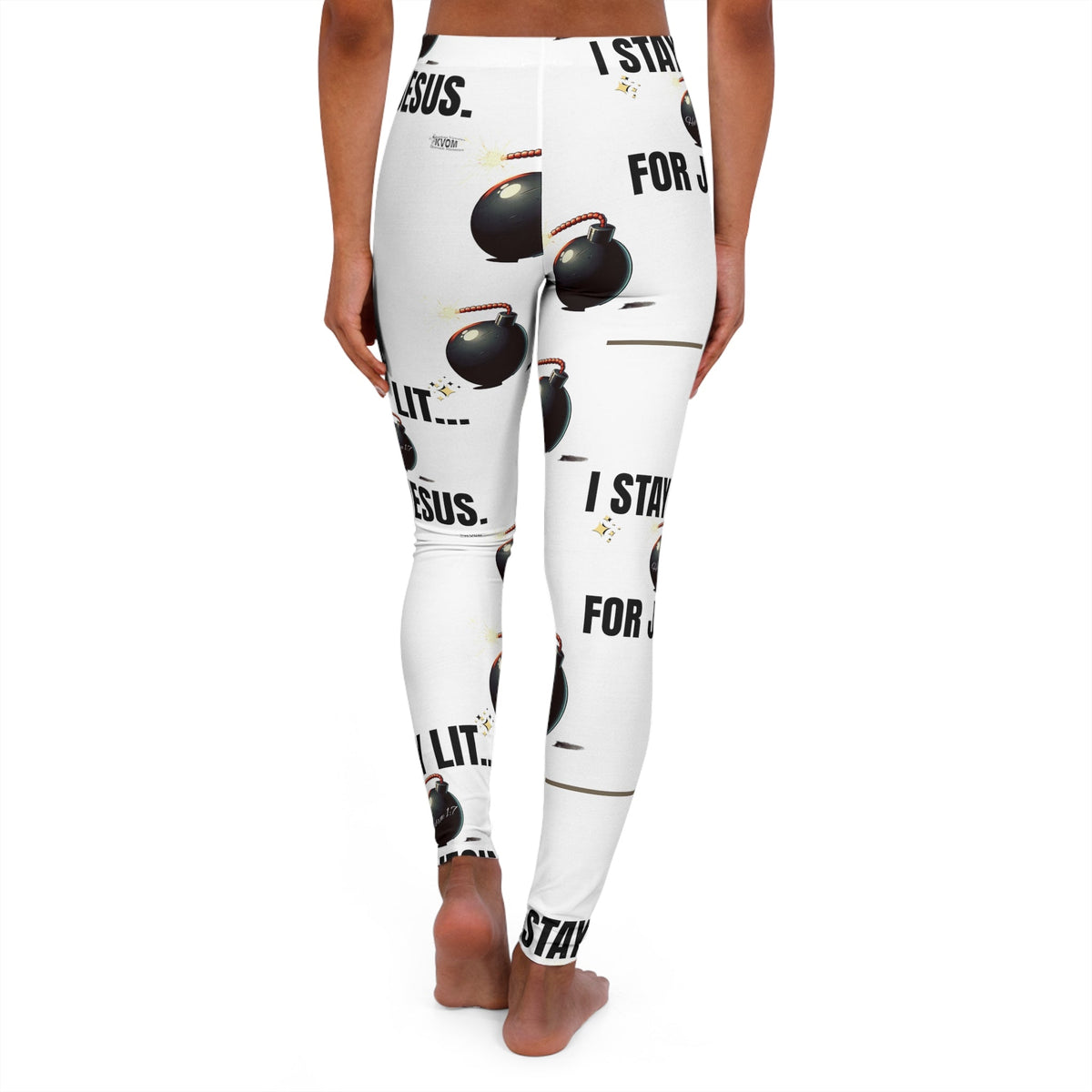 I Stay Lit For Jesus Women's Casual Leggings White-KVOM