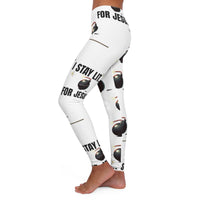 I Stay Lit For Jesus Women's Casual Leggings White-KVOM