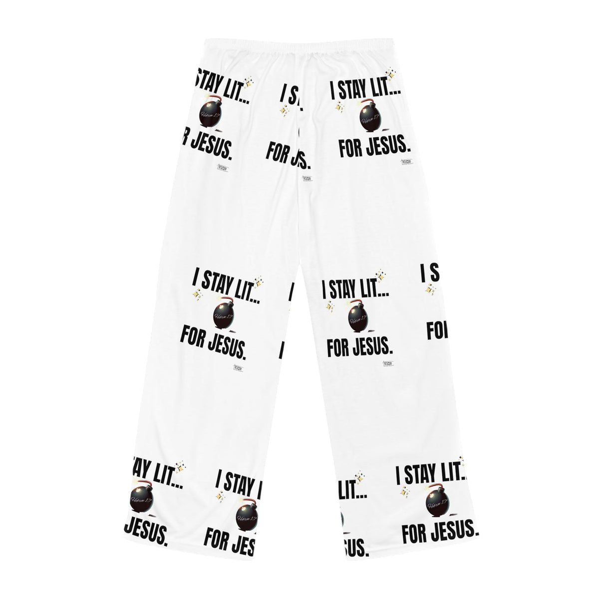 I Stay Lit For Jesus Women's Comfy Pants, White-KVOM