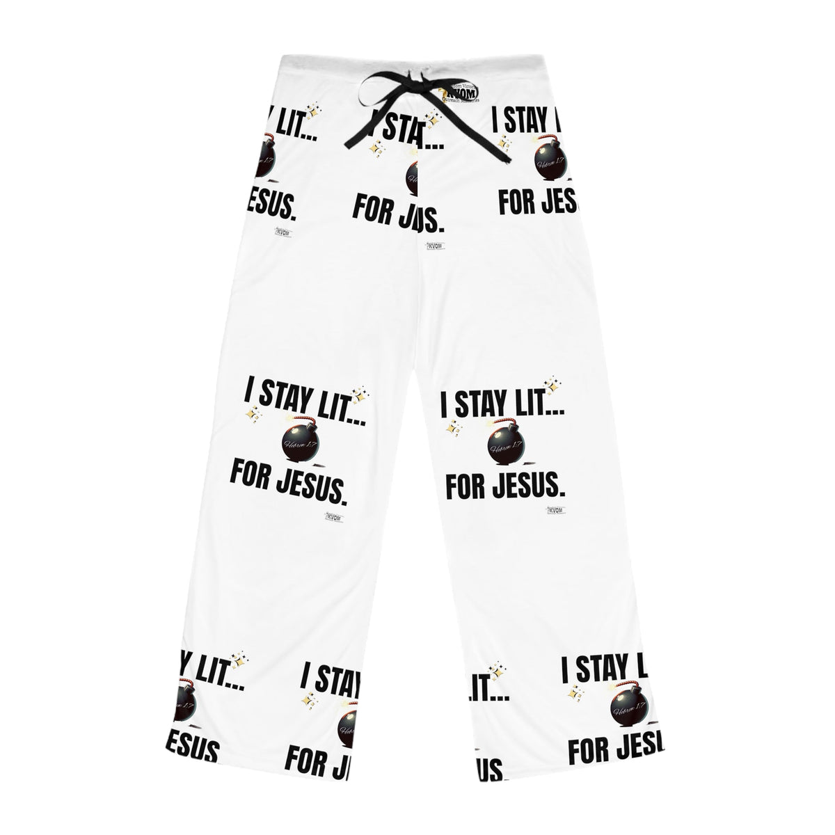 I Stay Lit For Jesus Women's Comfy Pants, White-KVOM