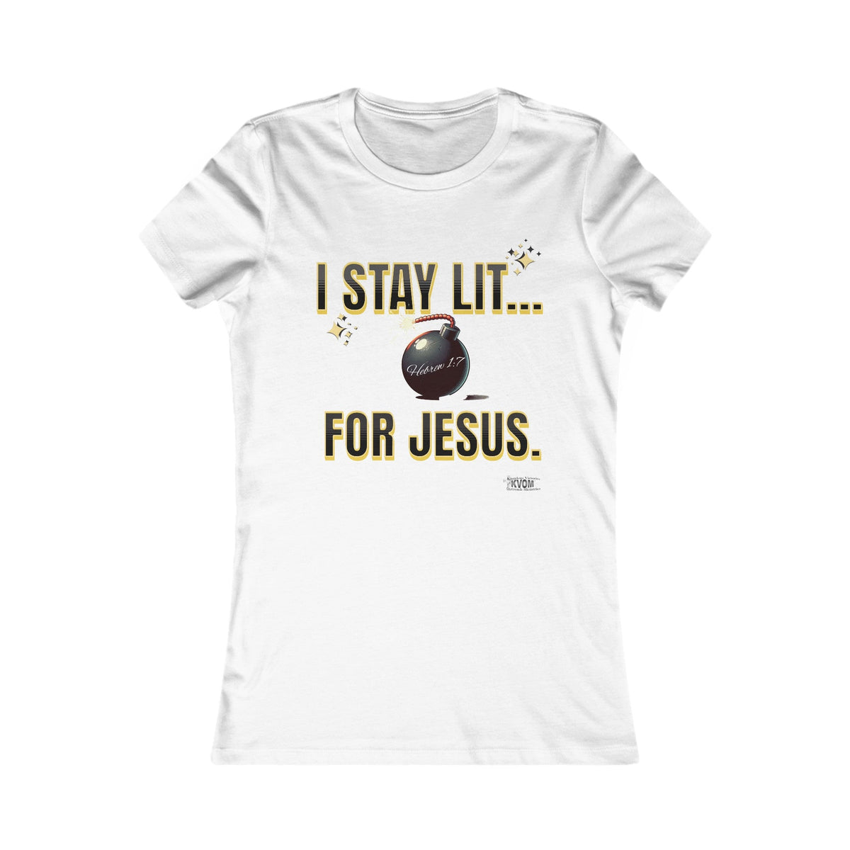 I Stay Lit For Jesus Women's Favorite Shirt, Black & Gold Print-KVOM