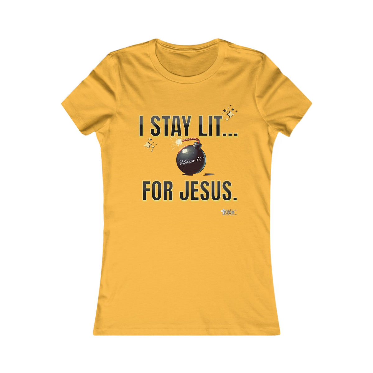 I Stay Lit For Jesus Women's Favorite Shirt, Black & Gold Print-KVOM