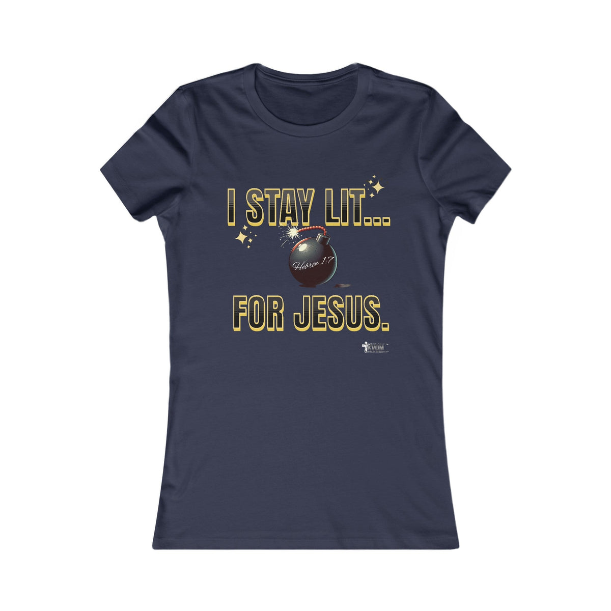 I Stay Lit For Jesus Women's Favorite Shirt, Black & Gold Print-KVOM