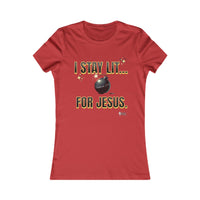 I Stay Lit For Jesus Women's Favorite Shirt, Black & Gold Print-KVOM