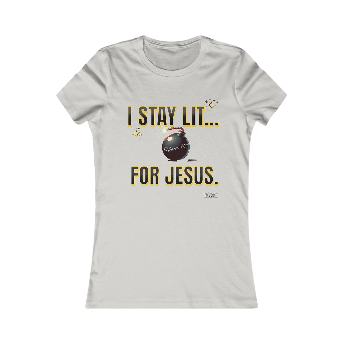 I Stay Lit For Jesus Women's Favorite Shirt, Black & Gold Print-KVOM