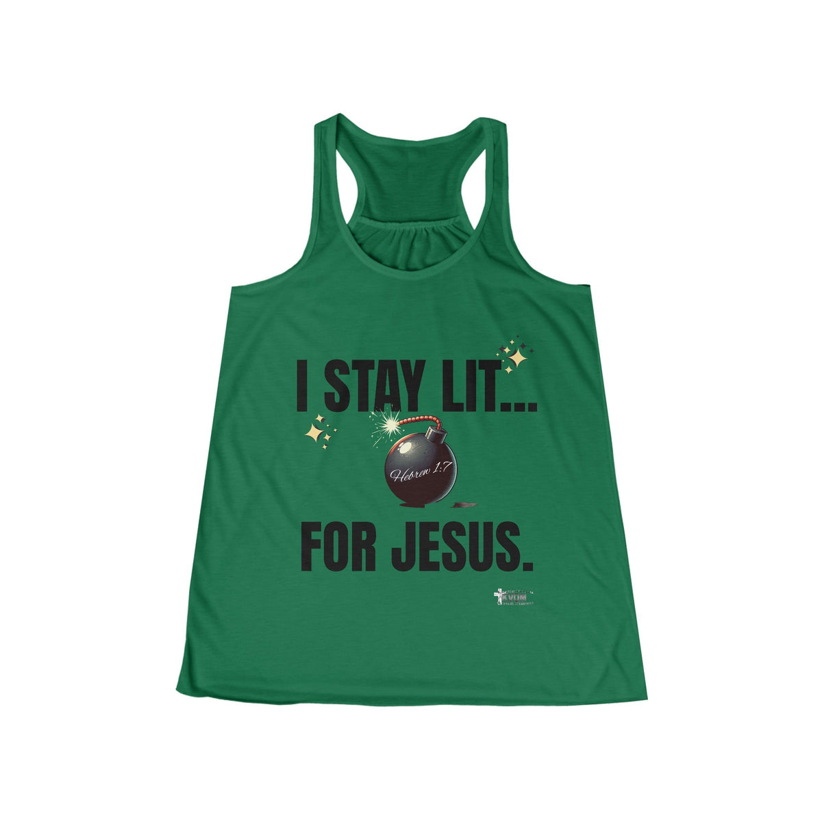 I Stay Lit For Jesus Women's Flowy Racerback Tank-KVOM