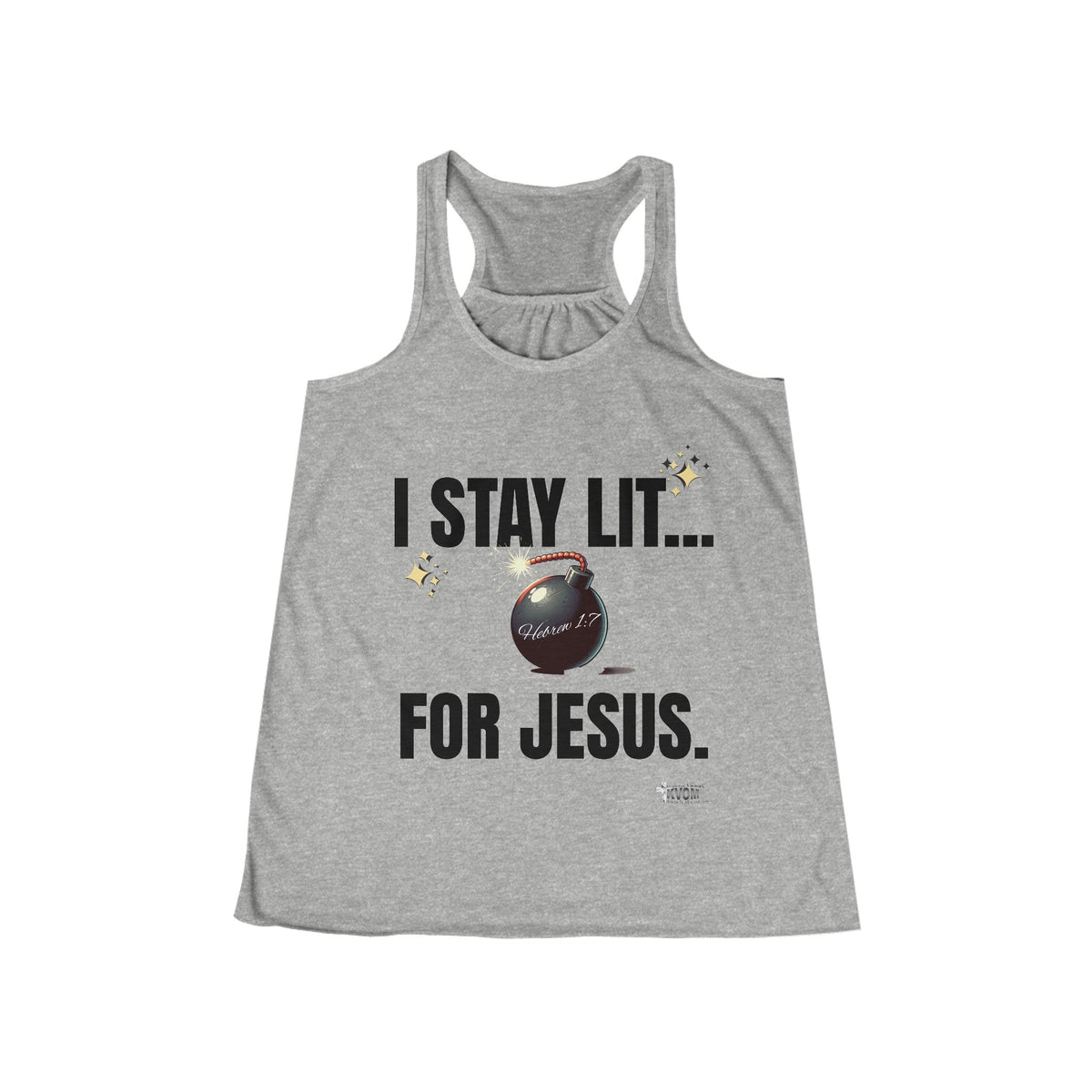 I Stay Lit For Jesus Women's Flowy Racerback Tank-KVOM