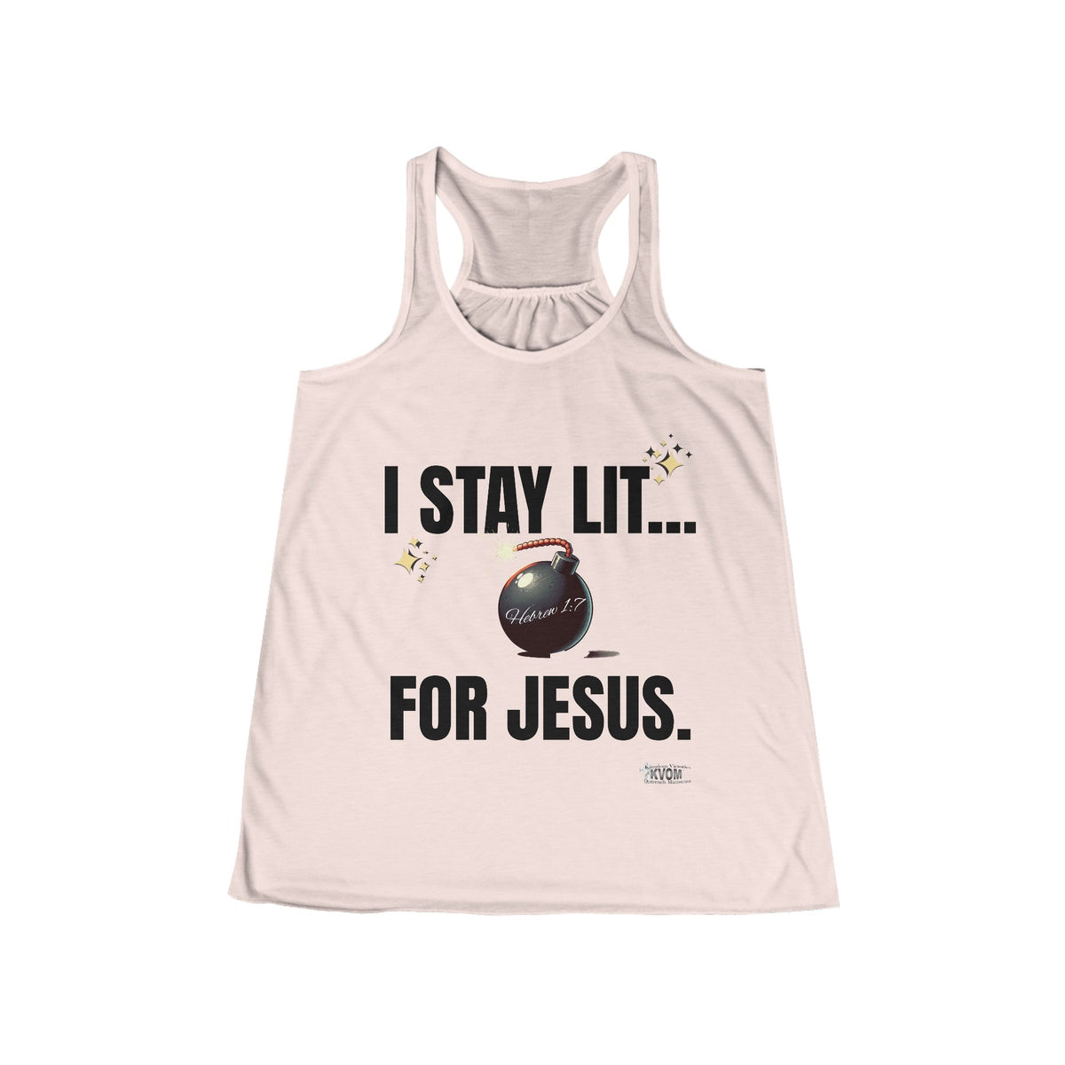 I Stay Lit For Jesus Women's Flowy Racerback Tank-KVOM