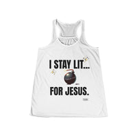 I Stay Lit For Jesus Women's Flowy Racerback Tank-KVOM