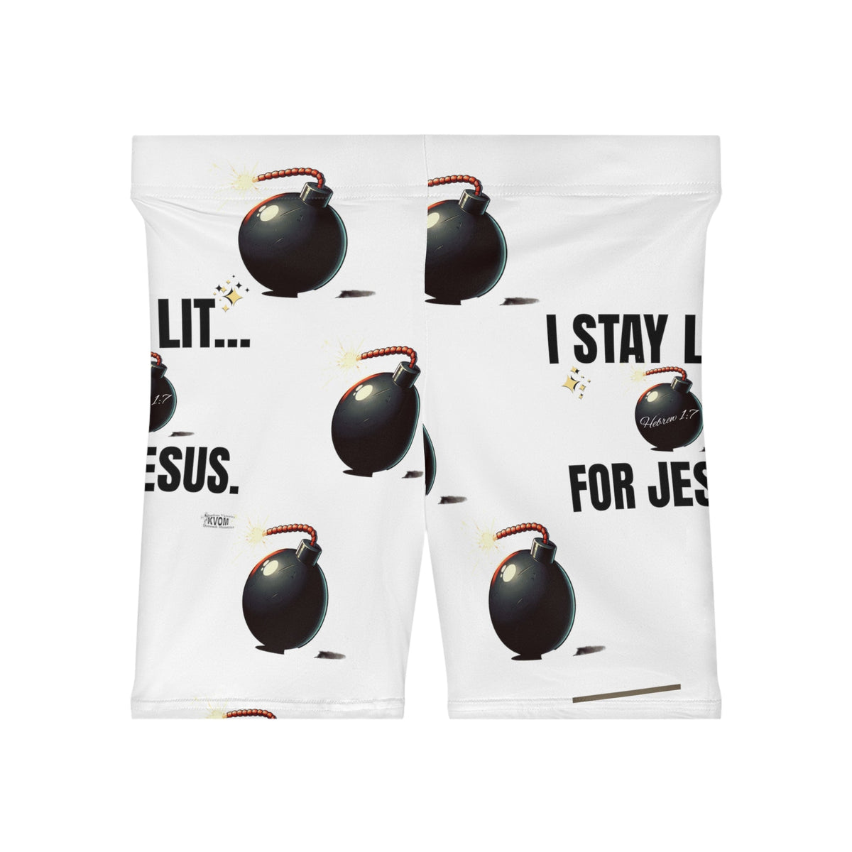 I Stay Lit For Jesus Women's Shorts, White-KVOM