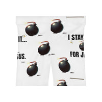 I Stay Lit For Jesus Women's Shorts, White-KVOM