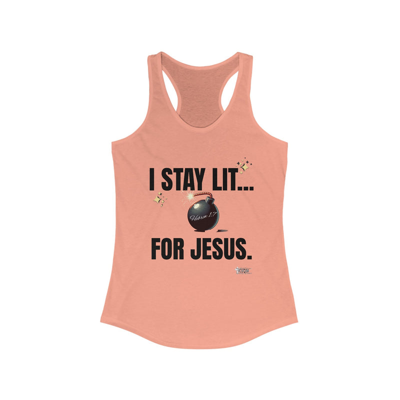 I Stay Lit for Jesus Women's Racerback Tank-KVOM