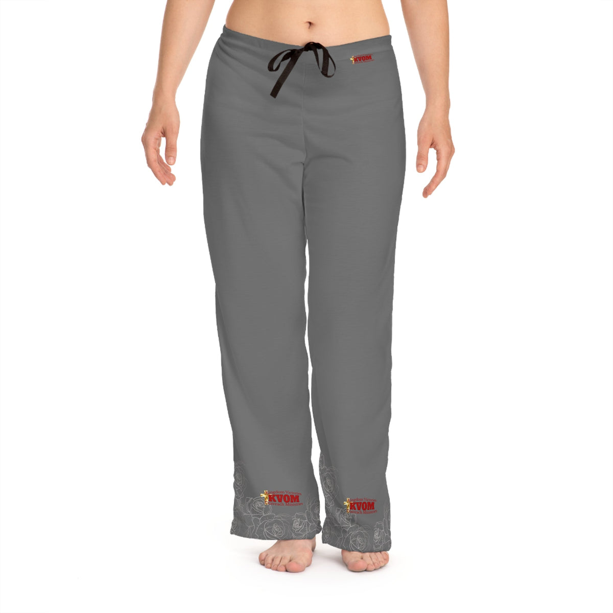 IAM Precious In His Sight Women's Comfy Pants, Grey & Red-KVOM