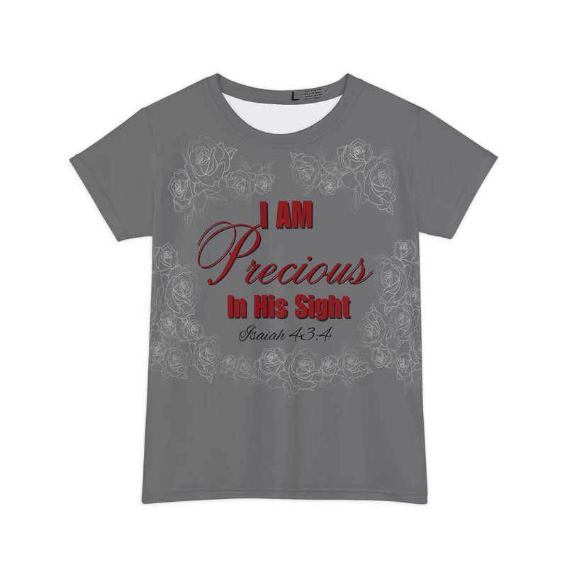 IAM Precious In His Sight Women's Short Sleeve Shirt Grey & Red-KVOM