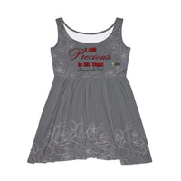 IAM Precious In His Sight Women's Skater Dress Grey & Red-KVOM