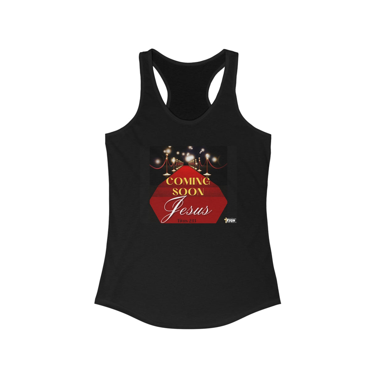 Jesus Coming Soon Women's Racerback Tank, Black-KVOM