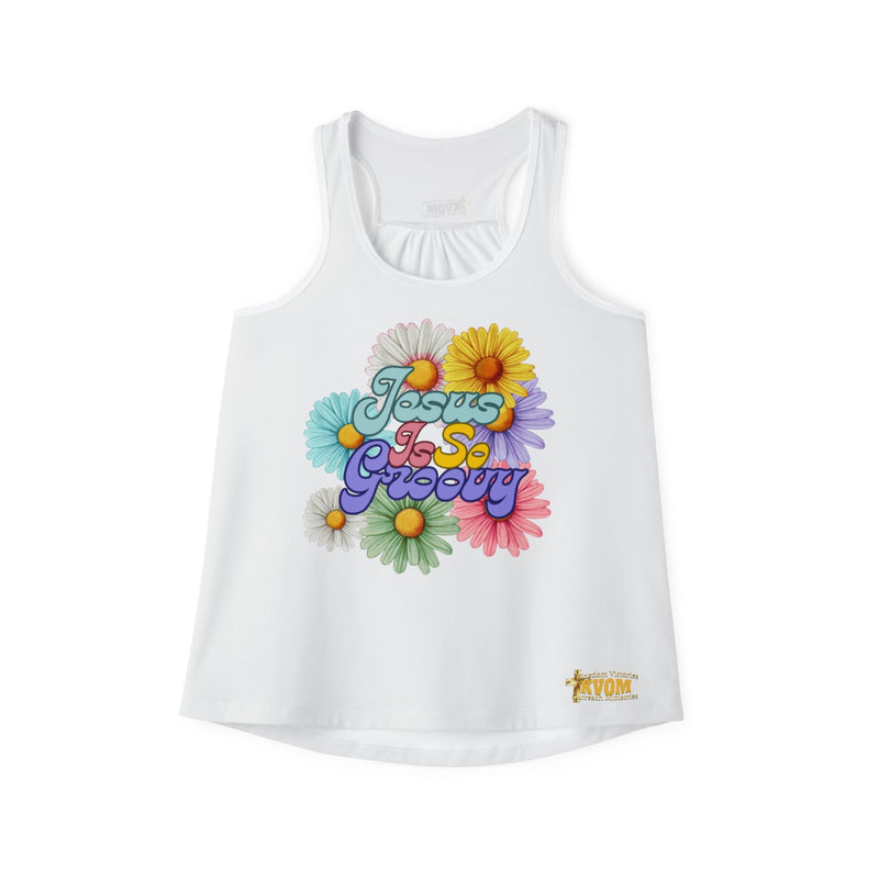 Jesus Is So Groovy Daisies Women's Tank Top White-KVOM