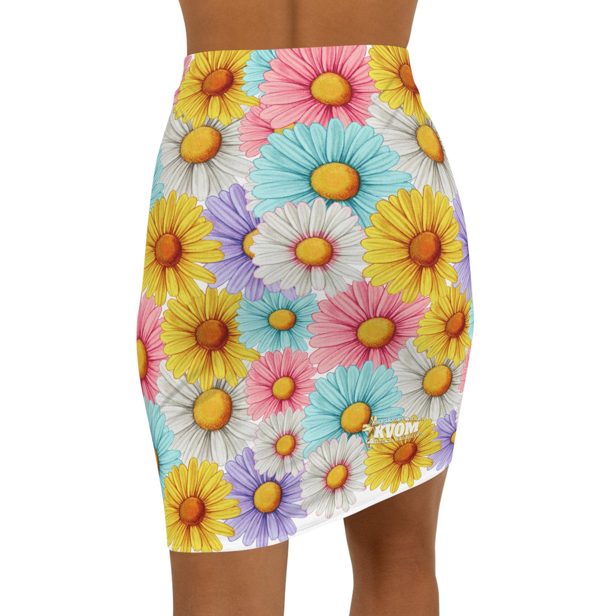 Jesus Is So Groovy Women's Mid-Waist Pencil Daisy Skirt-KVOM