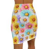 Jesus Is So Groovy Women's Mid-Waist Pencil Daisy Skirt-KVOM