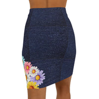 Jesus Is So Groovy Women's Mid-Waist Pencil Skirt Indigo Denim-KVOM