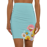 Jesus Is So Groovy Women's Mid-Waist Pencil Skirt Turquoise-KVOM