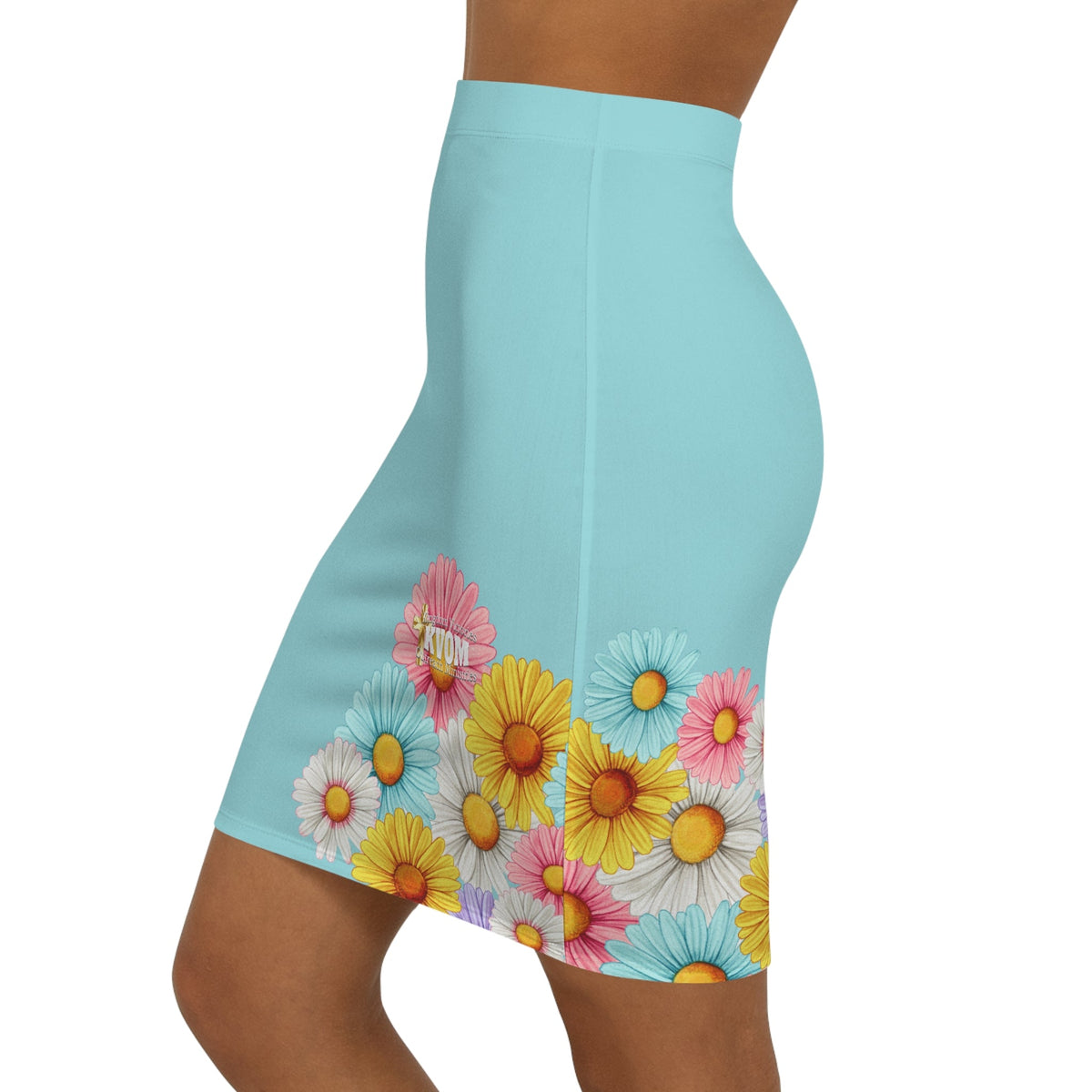 Jesus Is So Groovy Women's Mid-Waist Pencil Skirt Turquoise-KVOM