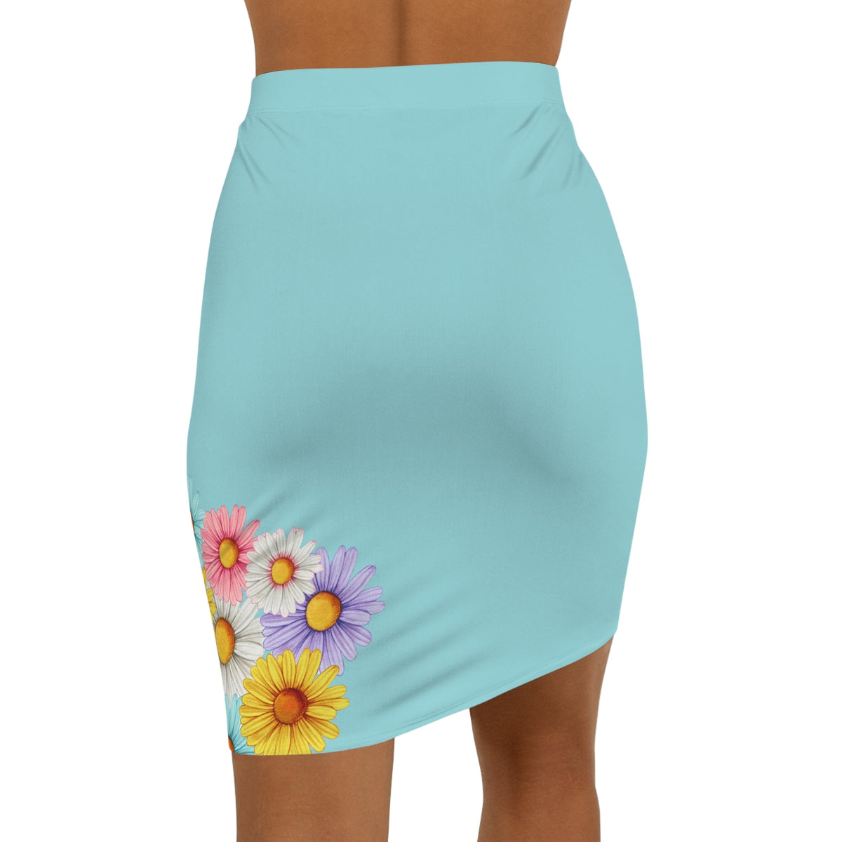 Jesus Is So Groovy Women's Mid-Waist Pencil Skirt Turquoise-KVOM